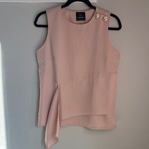 Elegant Blush Sleeveless Blouse with Button Accents